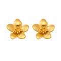Trendy Stainless Steel Women's Stud Earrings Bezel Setting 18K Gold Plated Vintage Floral Design Waterproof Hypoallergenic