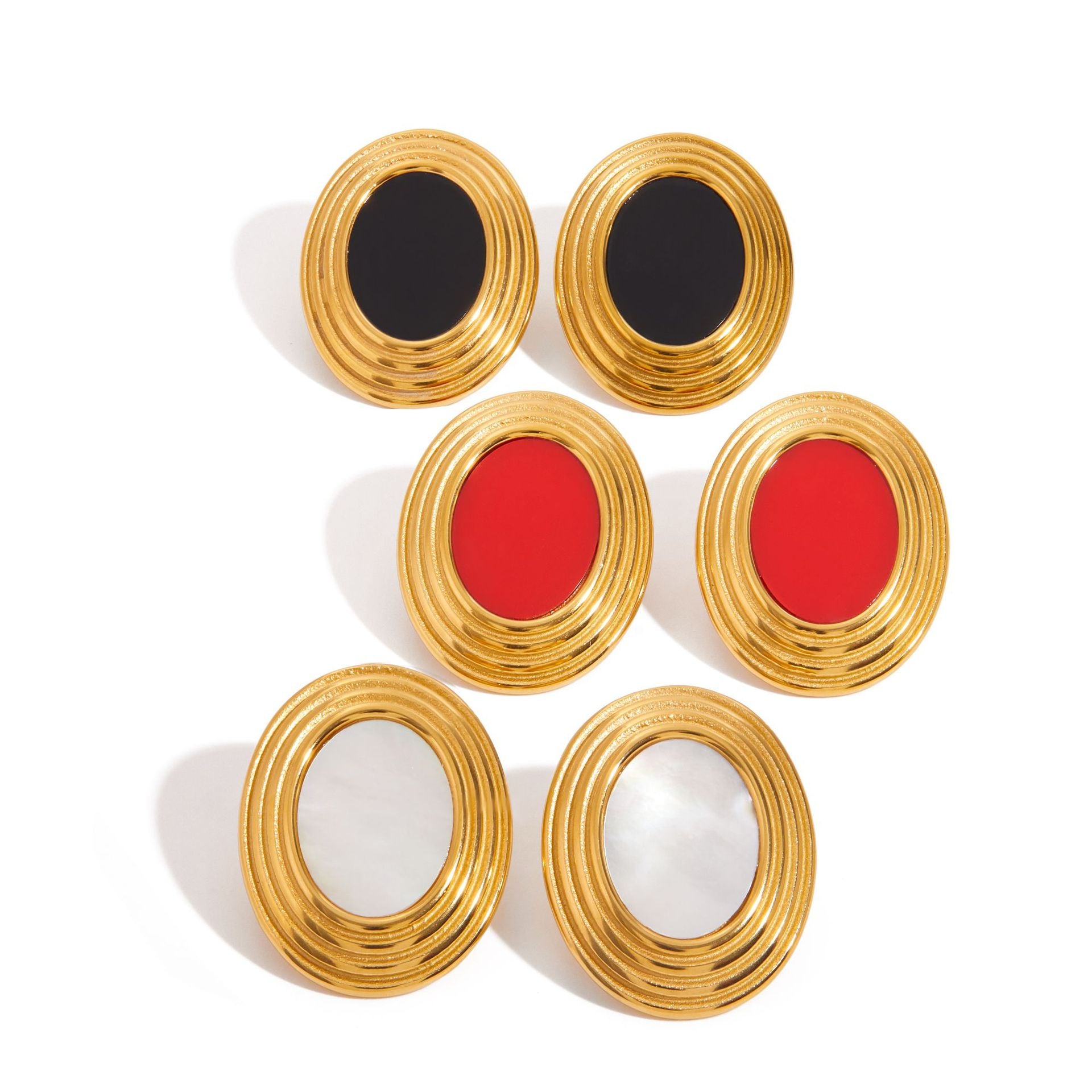 Customizable 18K Real Gold Plated Stainless Steel Stud Earrings for Women Trendy Bezel Setting for Party Occasions