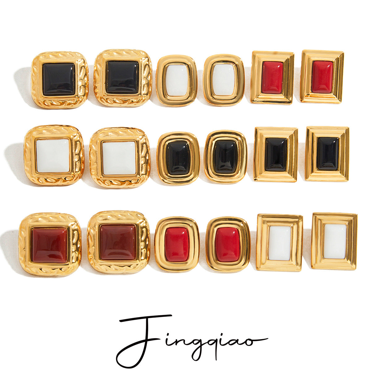 Customizable 18K Real Gold Plated Stainless Steel Stud Earrings for Women Trendy Bezel Setting for Party Occasions