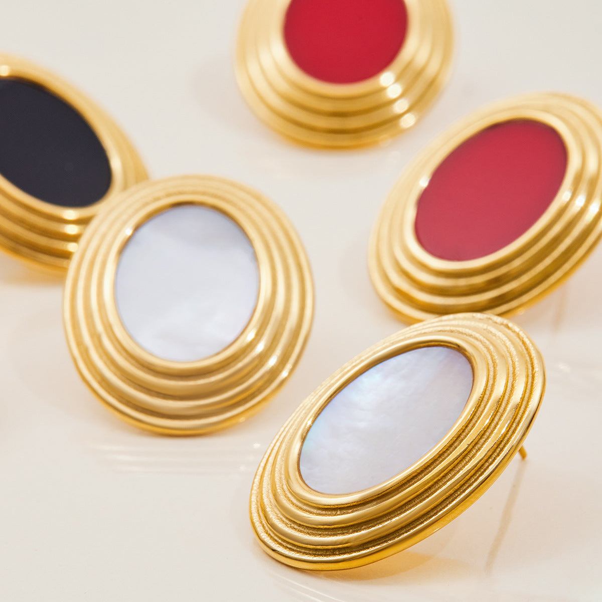 Customizable 18K Real Gold Plated Stainless Steel Stud Earrings for Women Trendy Bezel Setting for Party Occasions