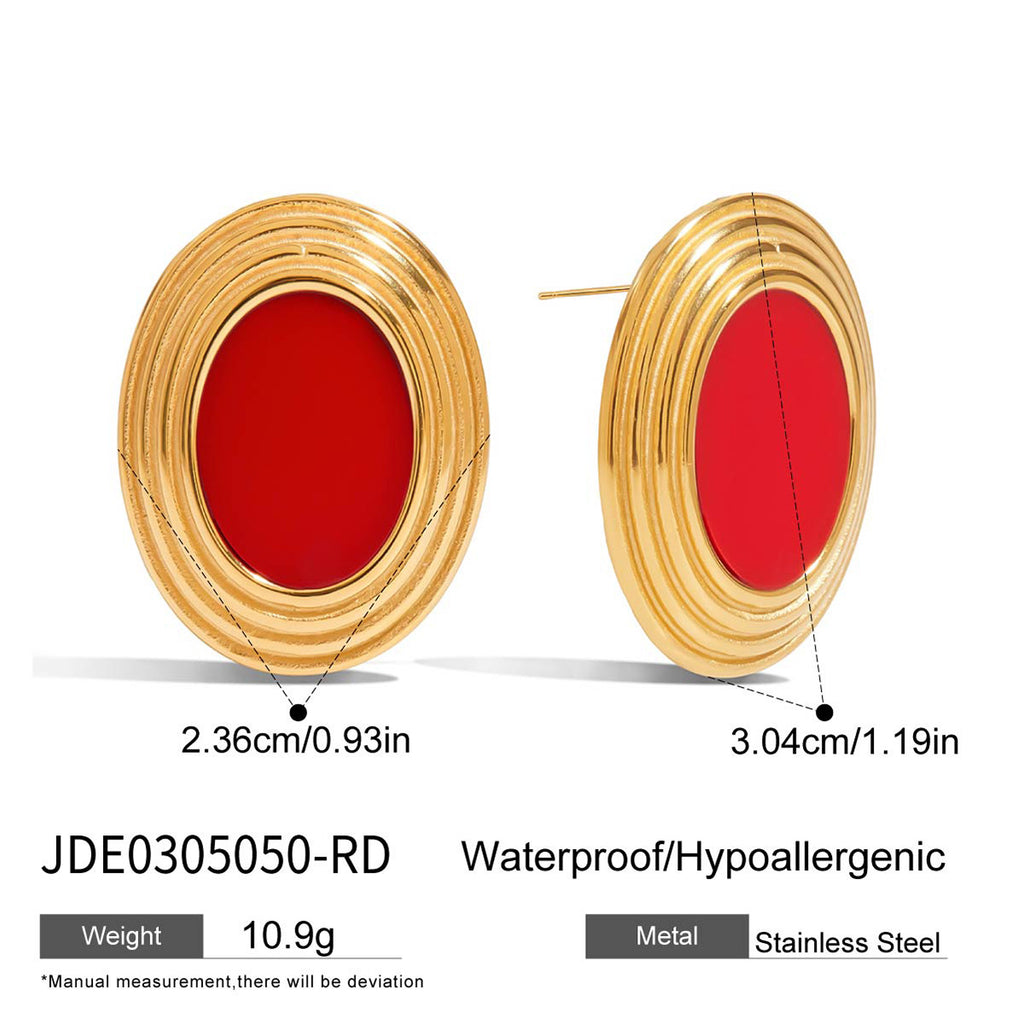 Customizable 18K Real Gold Plated Stainless Steel Stud Earrings for Women Trendy Bezel Setting for Party Occasions