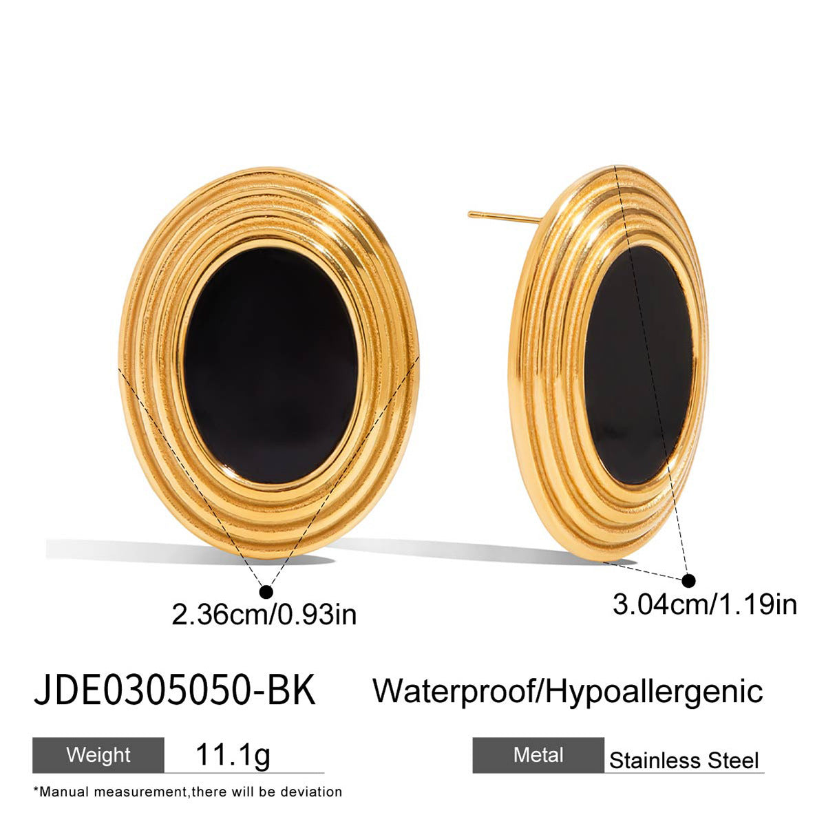 Customizable 18K Real Gold Plated Stainless Steel Stud Earrings for Women Trendy Bezel Setting for Party Occasions