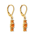 18K Gold Plated Vintage Style Drop Earrings Three Zircons Stylish Trendy Pattern Stainless Steel Hypoallergenic for Parties