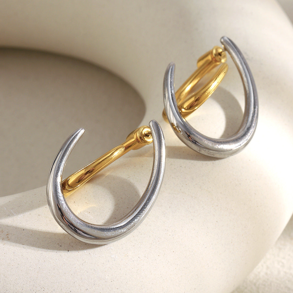 18K Real Gold PVD Plated Stainless Steel Trendy Hoop Earrings Hypoallergenic Dangle Design for Party Other Fashion Accessories