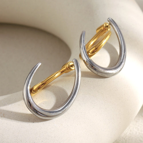 18K Real Gold PVD Plated Stainless Steel Trendy Hoop Earrings Hypoallergenic Dangle Design for Party Other Fashion Accessories