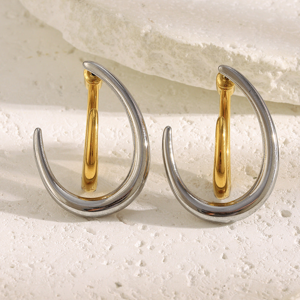 18K Real Gold PVD Plated Stainless Steel Trendy Hoop Earrings Hypoallergenic Dangle Design for Party Other Fashion Accessories