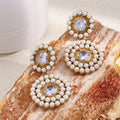 Customizable Trendy PVD 18K Gold Plated Stainless Steel Flower Drop Earrings Pearl/Zircon Third Party Certified for Women
