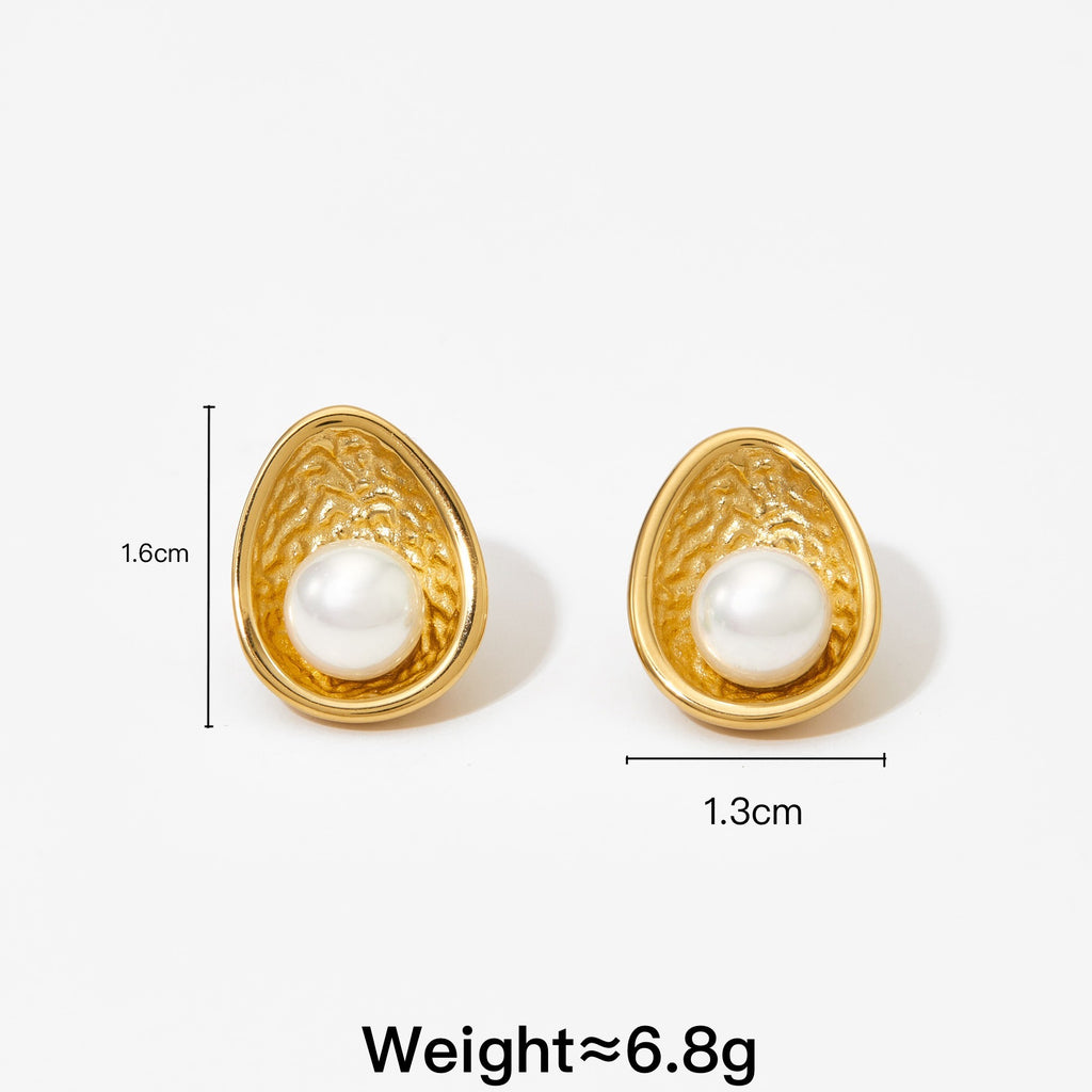 18K Gold Plated Stainless Steel Pearl Stud Earrings for Women Non-Tarnish Waterproof Hypoallergenic fashion jewelry earrings
