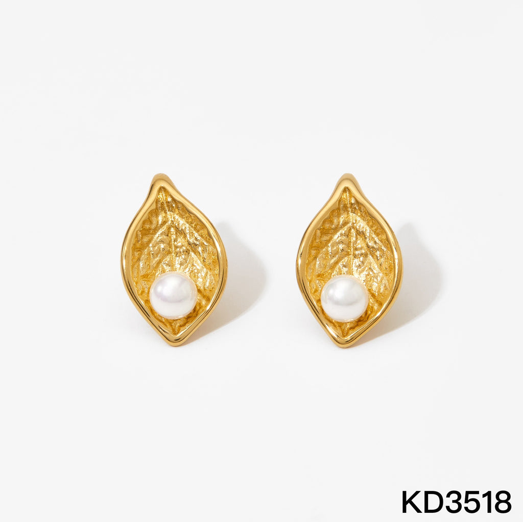 18K Gold Plated Stainless Steel Pearl Stud Earrings for Women Non-Tarnish Waterproof Hypoallergenic fashion jewelry earrings
