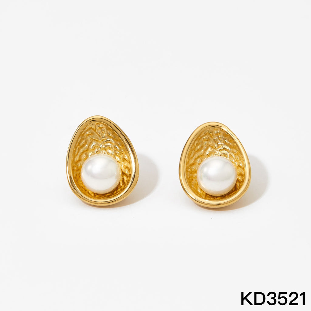 18K Gold Plated Stainless Steel Pearl Stud Earrings for Women Non-Tarnish Waterproof Hypoallergenic fashion jewelry earrings