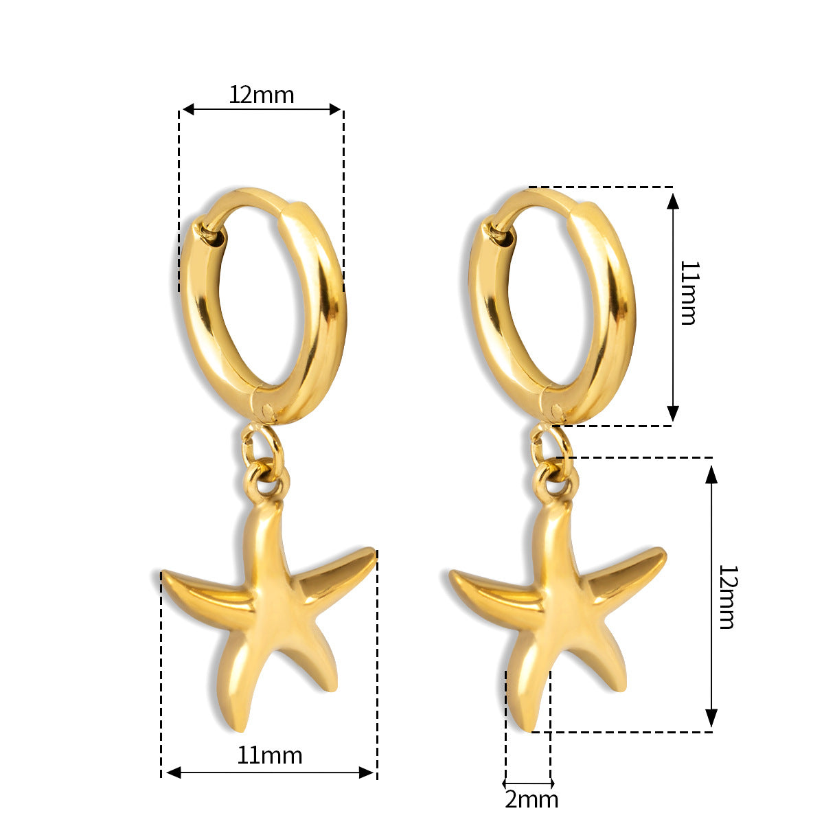 Best Gift for Women Real Gold Plated Stainless Steel Sea Animals Drop Earrings Fashion Jewelry