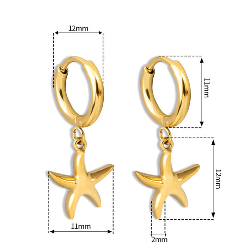 Best Gift for Women Real Gold Plated Stainless Steel Sea Animals Drop Earrings Fashion Jewelry