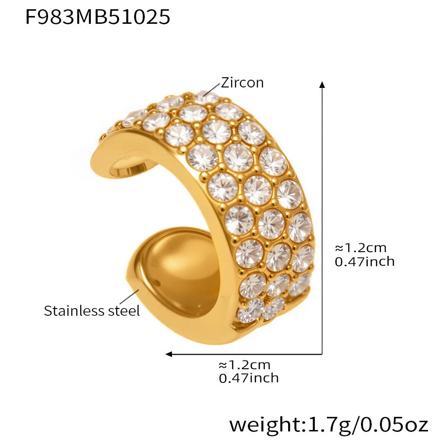 Wholesale 18K Gold Plated Stainless Steel Zirconia Hoop Earrings Waterproof Geometric Designs Trendy Jewelry for Parties