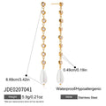 Customizable 18K Gold PVD Plated Long Drop Earrings with Pearls Zircons Trendy Stainless Steel Jewelry for Girls for Parties
