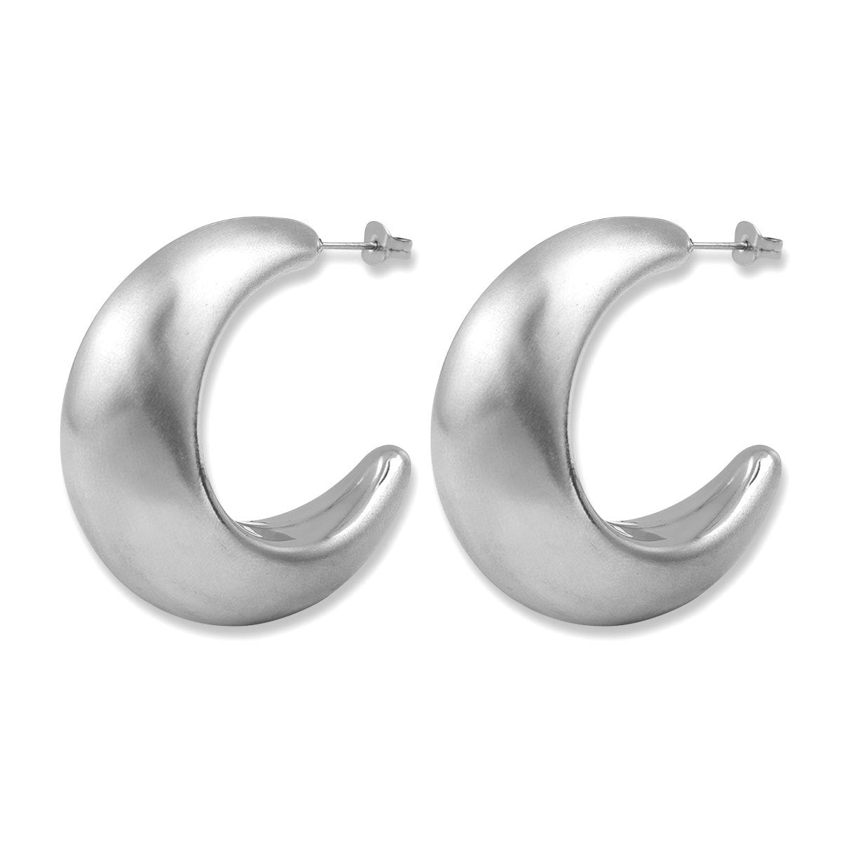 Customizable Women's Trendy Chunky C Shape Earrings 18K Gold PVD Plated Stainless Steel Stud Cute Fashion Jewelry Bezel Setting