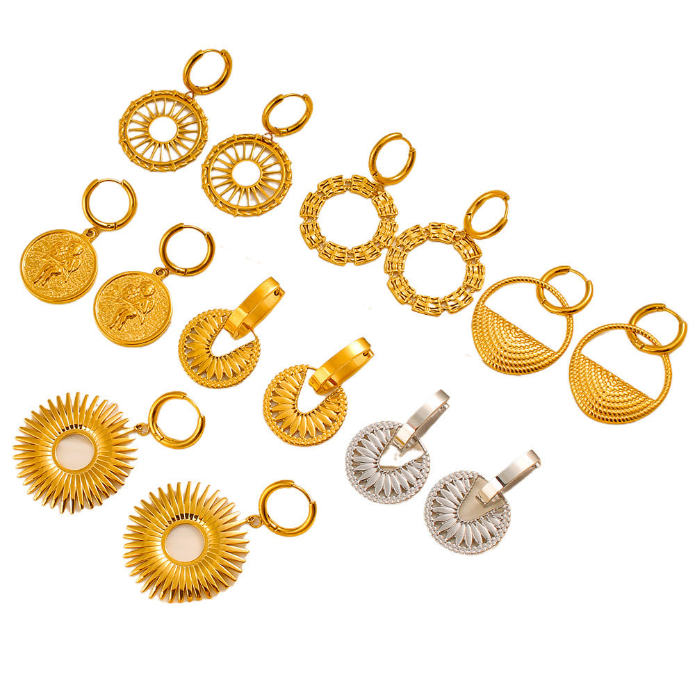 Wholesale Stainless Steel 18k Real Gold Pvd Drop Earrings for Girls Multiple Designs Fashion Jewelry Earrings Waterproof No Rust