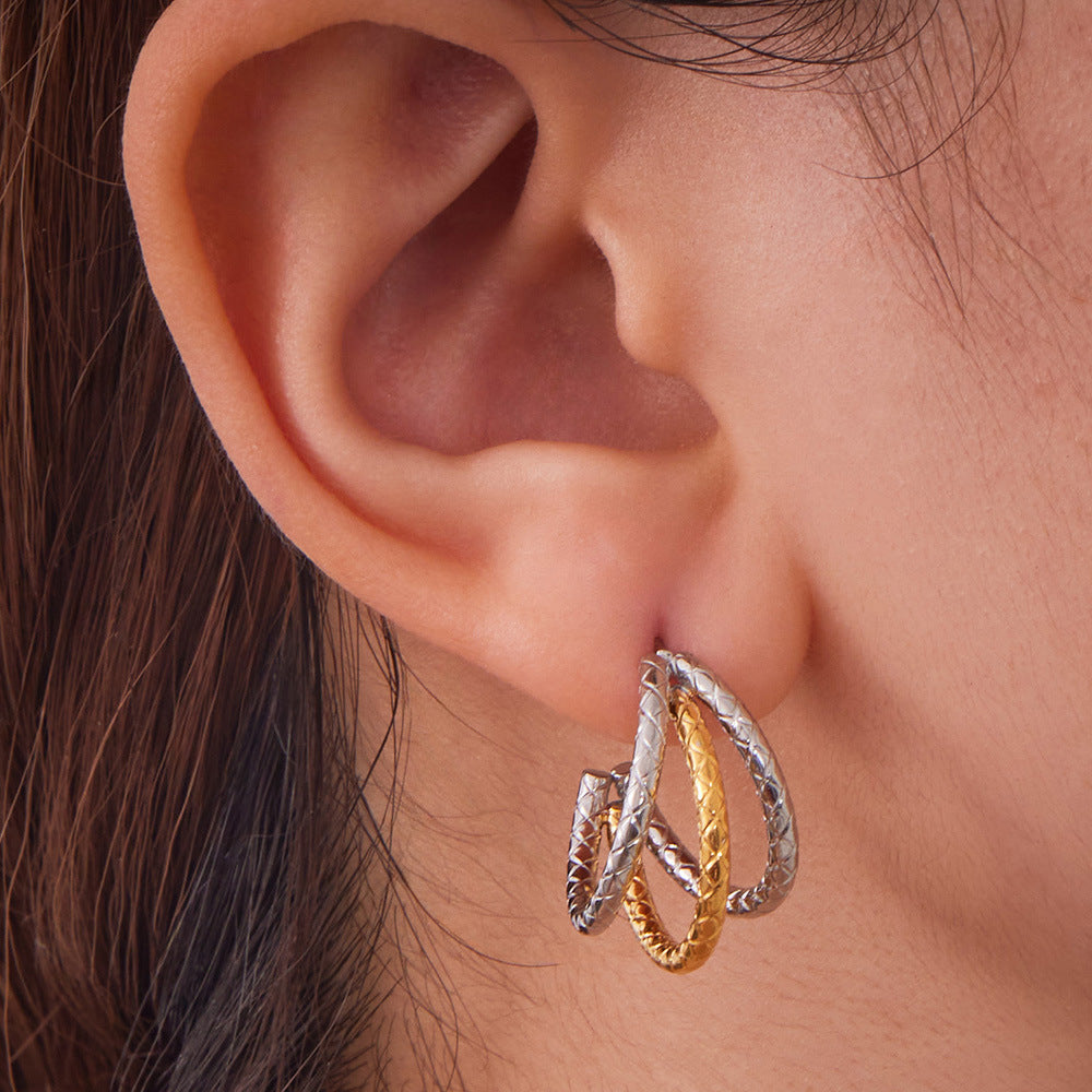 Real Gold PVD Plated Studs Earrings Stainless Steel Jewelry