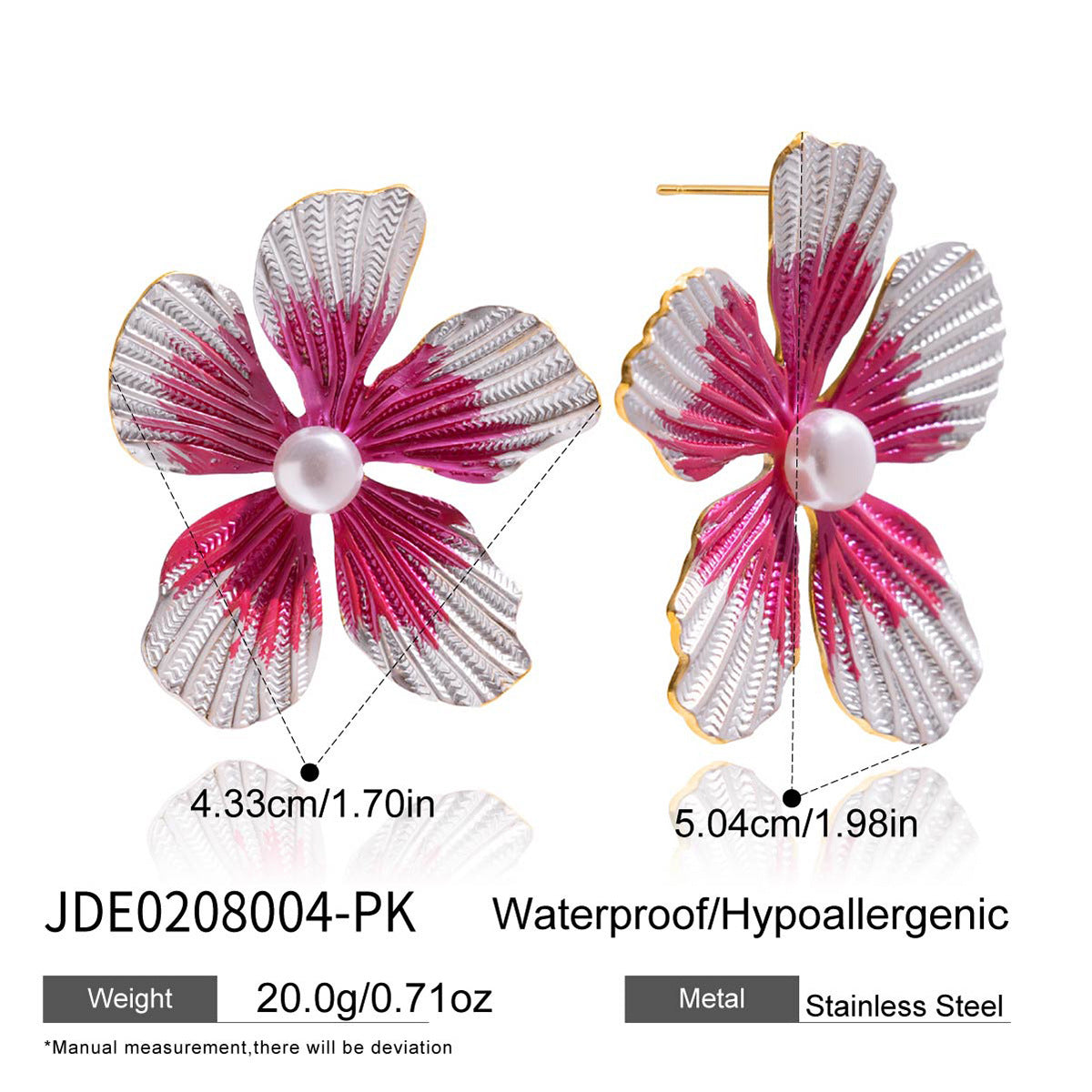 Customizable Stainless Steel 18k Gold PVD Plated Flower Stud Earring with Pearl for Girls