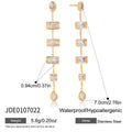 Customizable 18K Gold PVD Plated Stainless Steel Long Drop Earrings with White Zircons Stylish Trendy Party Accessory