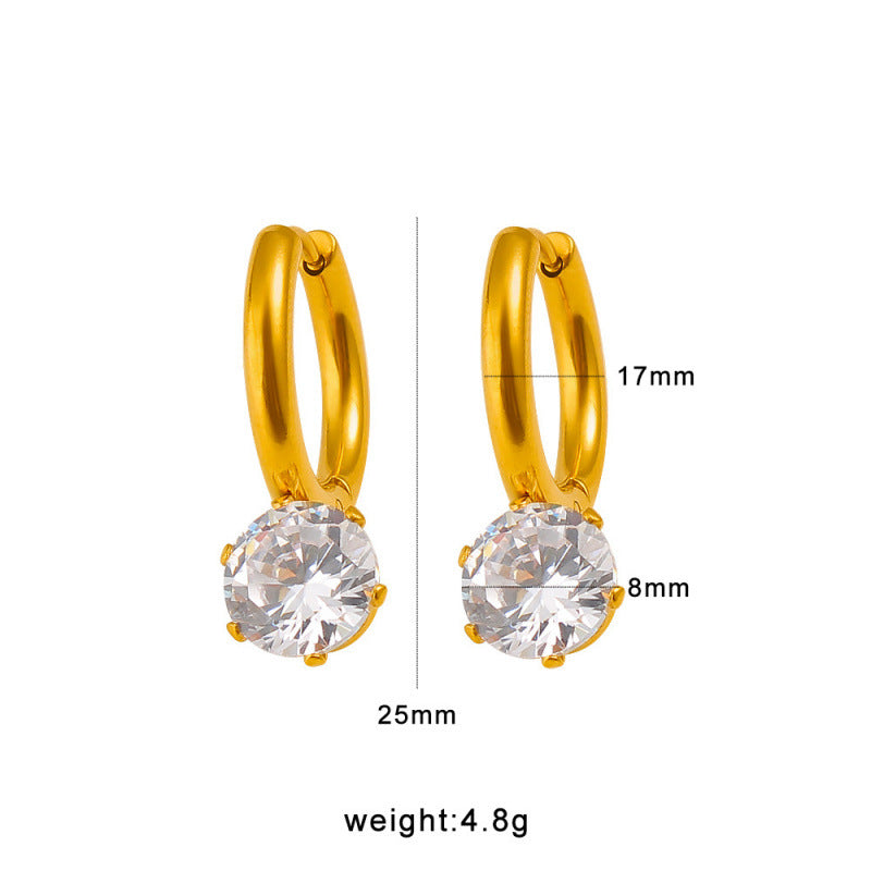 Wholesale Certified Stainless Steel 18K Gold Plated Vintage White Zircon Card Set Drop Earrings for Women's Party Occasions