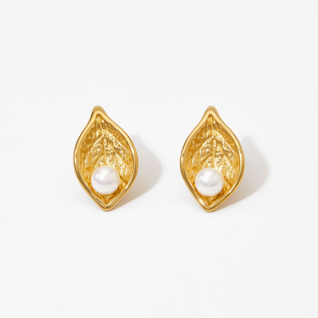 18K Gold Plated Stainless Steel Pearl Stud Earrings for Women Non-Tarnish Waterproof Hypoallergenic fashion jewelry earrings