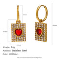 Customizable Drop Earrings with White and Red Zircons 18k Gold PVD Stainless Steel Fashion Jewelry Earrings Heart Earrings