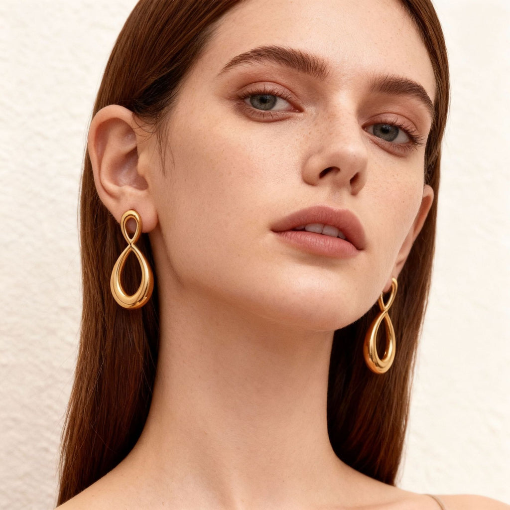 Wholesale Stainless Steel 18k Real Gold Pvd Drop Earrings for Girls 8 Design Fashion Jewelry Earrings Waterproof No rust