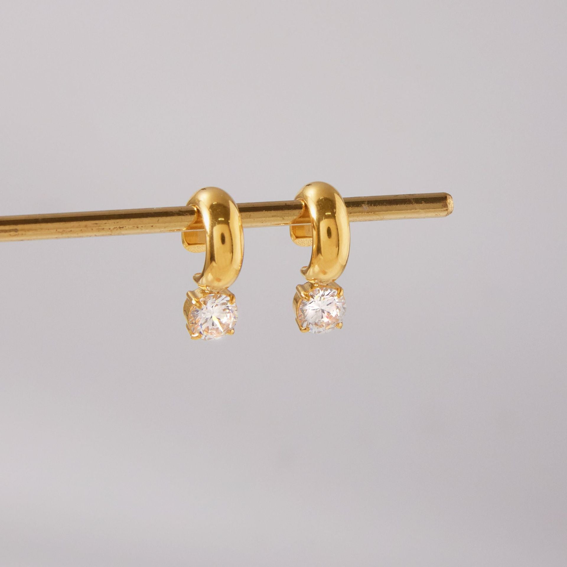 custom cuff earring Stainless Steel real Gold PVD Plated Earrings Cuff Waterproof Hypoallergenic Tarnish-Free Cute Zircon