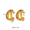 18K Gold PVD Plated Stainless Steel Waterproof Hypoallergenic White Zirconia Stud Earrings Trendy Fashion Tarnish-Free