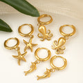 Best Gift for Women Real Gold Plated Stainless Steel Sea Animals Drop Earrings Fashion Jewelry