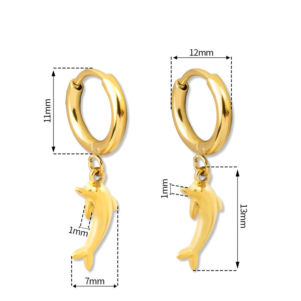 Best Gift for Women Real Gold Plated Stainless Steel Sea Animals Drop Earrings Fashion Jewelry