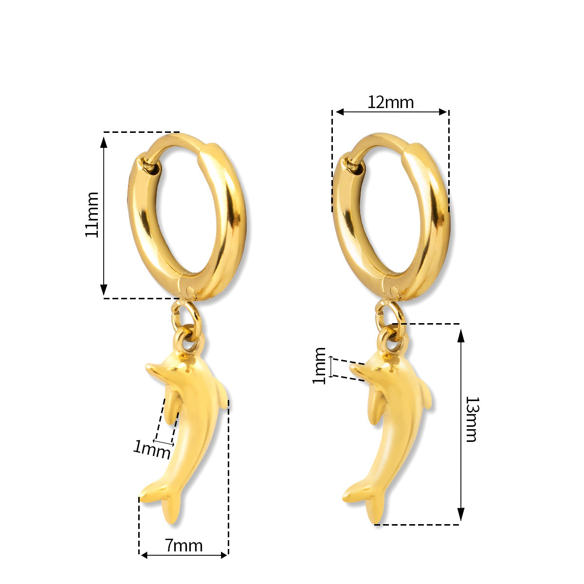 Best Gift for Women Real Gold Plated Stainless Steel Sea Animals Drop Earrings Fashion Jewelry
