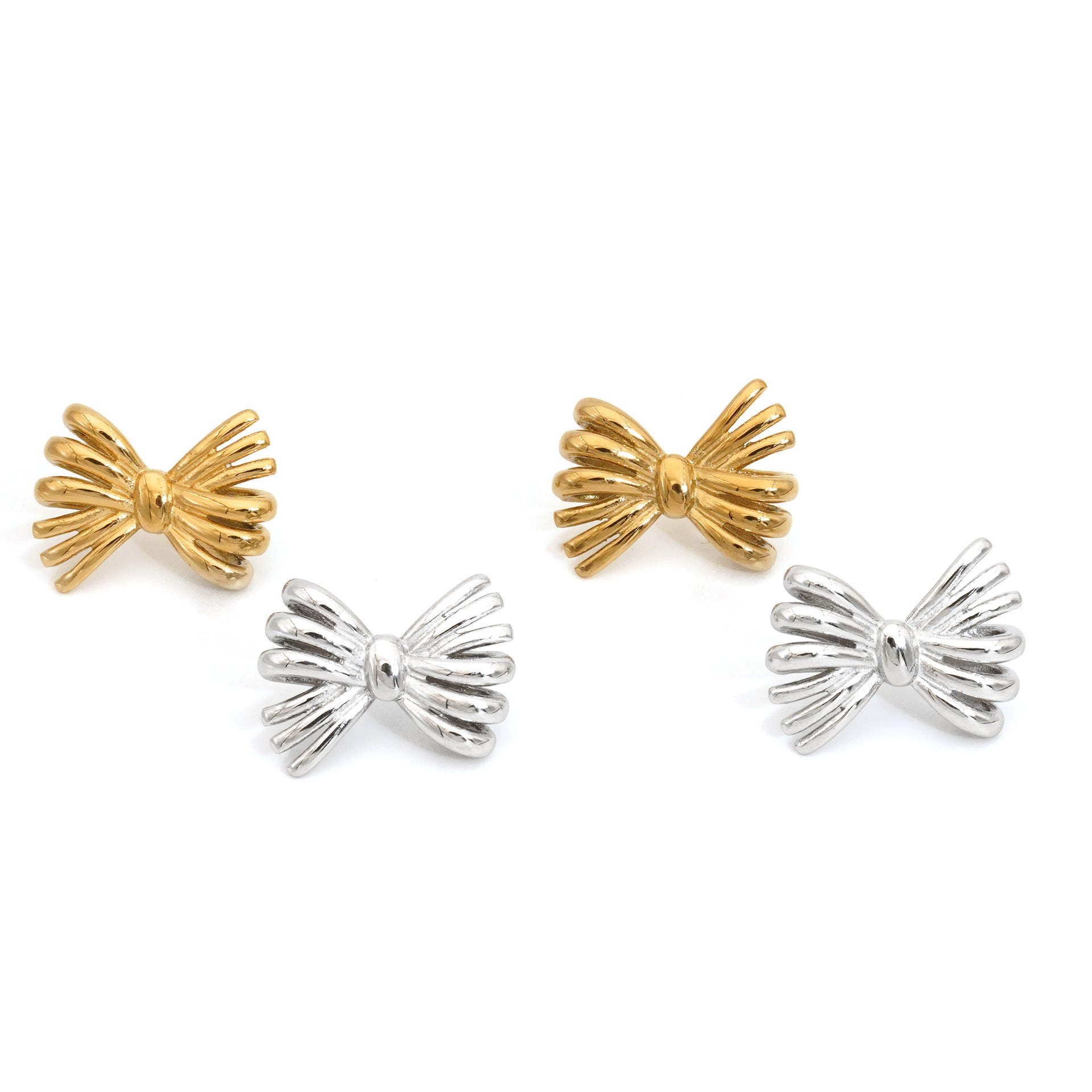 Customizable Real Gold Plated Stainless Steel Stud Earrings Unique Bow Design Trendy Jewelry for Women for Parties