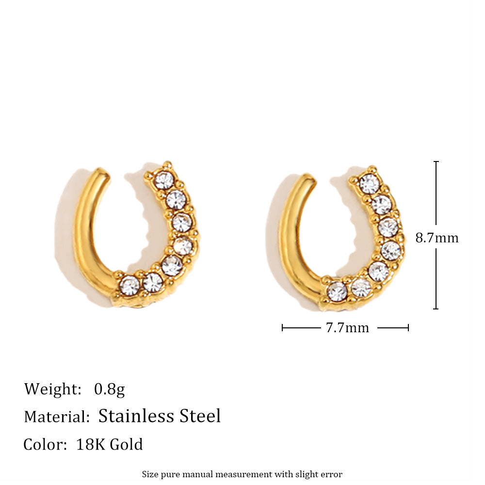 Wholesale Set of Three Fashion Stud Earrings Stainless Steel with Real Gold Plating Drop Earrings