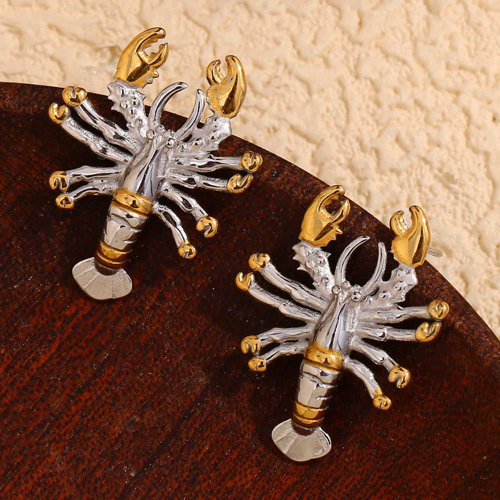 Wholesale Stainless Steel & Real Gold Plated Stud Earrings Waterproof Hypoallergenic Fashion Jewelry Lobster Design for Parties