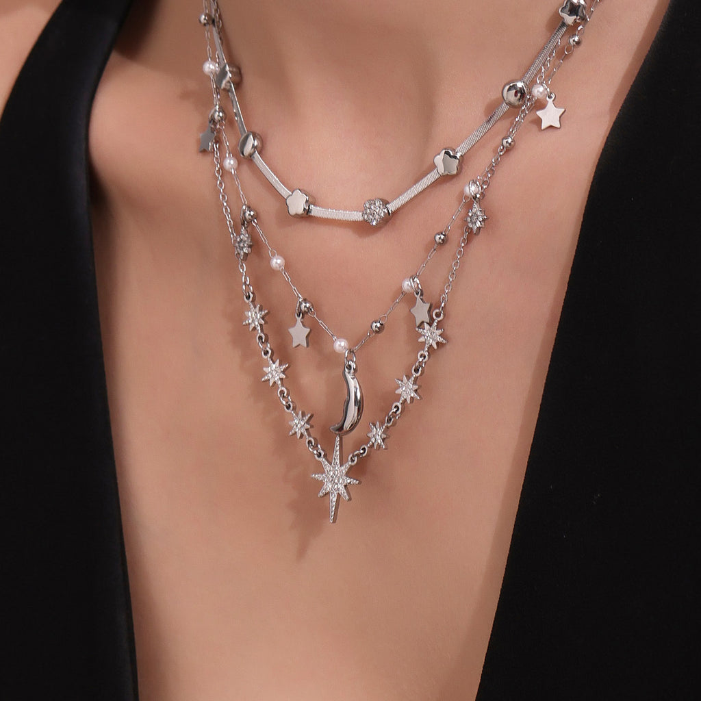 Fashionable Women's Stainless Steel Necklace with Real Gold PVD Plating Trendy Link Chain & Imitation Pearl Gift Jewelry