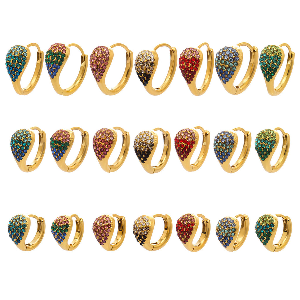 MH 18K Gold Plated Stainless Steel Geometric Hoop Earrings with Trendy Zircons Customizable for Women Party Gift Occasion