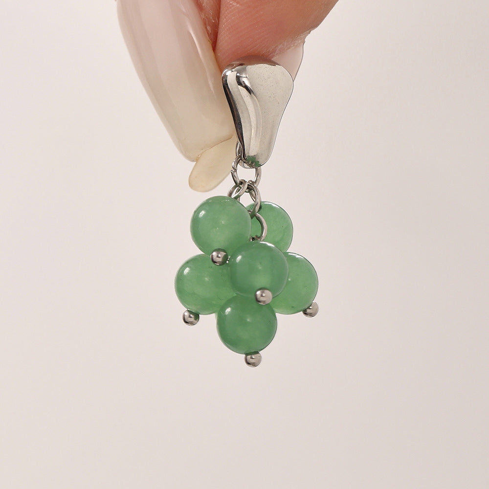Wholesale Cute Stone Beads Drop Earrings Fashionable Stainless Steel with Gold Plating