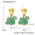 Wholesale Cute Stone Beads Drop Earrings Fashionable Stainless Steel with Gold Plating