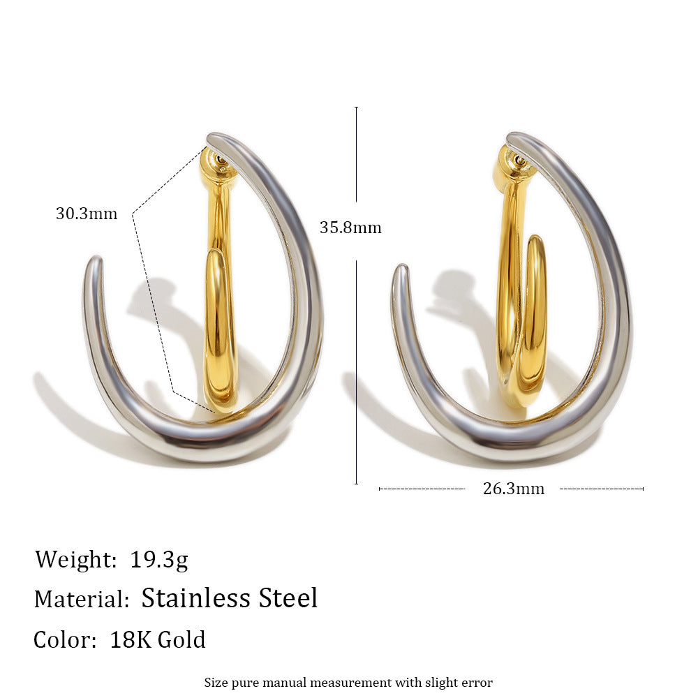 18K Real Gold PVD Plated Stainless Steel Trendy Hoop Earrings Hypoallergenic Dangle Design for Party Other Fashion Accessories