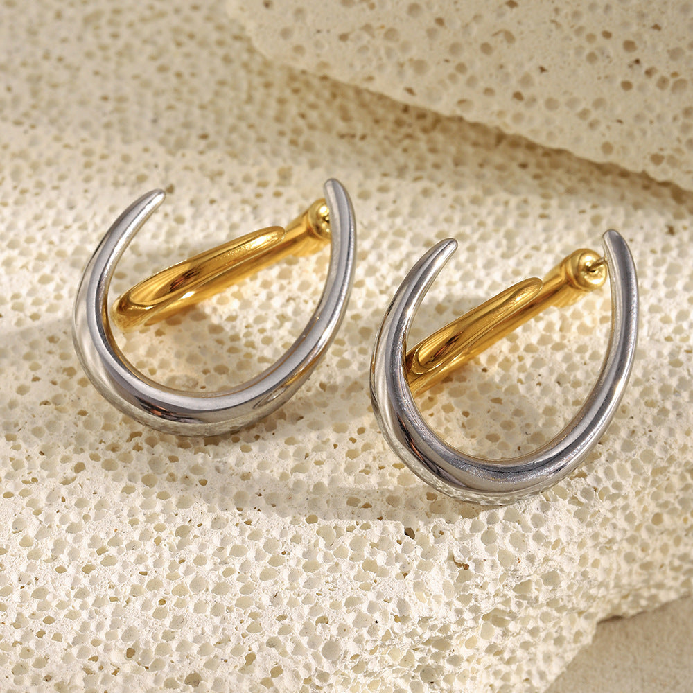 18K Real Gold PVD Plated Stainless Steel Trendy Hoop Earrings Hypoallergenic Dangle Design for Party Other Fashion Accessories