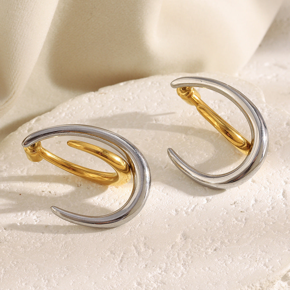 18K Real Gold PVD Plated Stainless Steel Trendy Hoop Earrings Hypoallergenic Dangle Design for Party Other Fashion Accessories