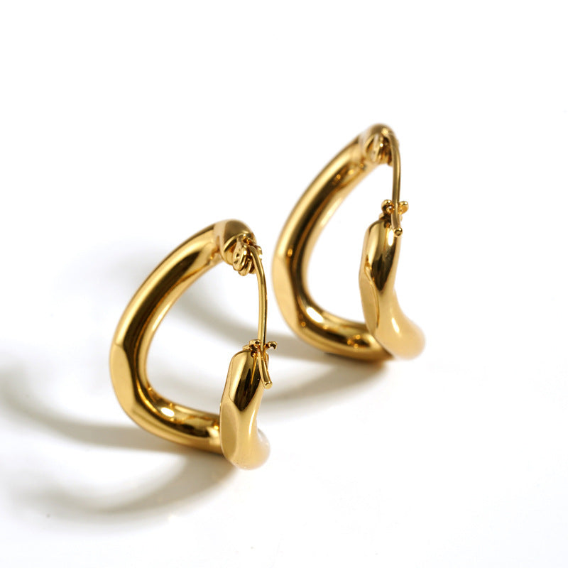 Factory Wholesale True Gold PVD Plated Stainless Steel Fashion Jewelry Hoop Earrings Low MOQ Factory Directly Source