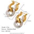 Stylish Trendy 18K Gold Plated Hoop Earrings Geometric Pattern Stainless Steel Hypoallergenic Fine Jewelry for Parties Unisex