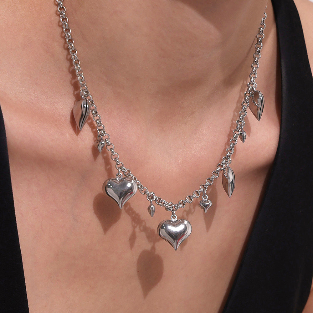 Mother's Day Trendy Stainless Steel Necklace with Real Gold PVD Hearts Link Chain Mama Gift for Mom for Parties