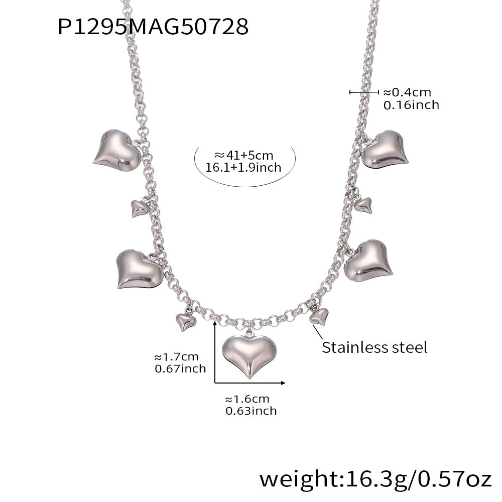 Mother's Day Trendy Stainless Steel Necklace with Real Gold PVD Hearts Link Chain Mama Gift for Mom for Parties