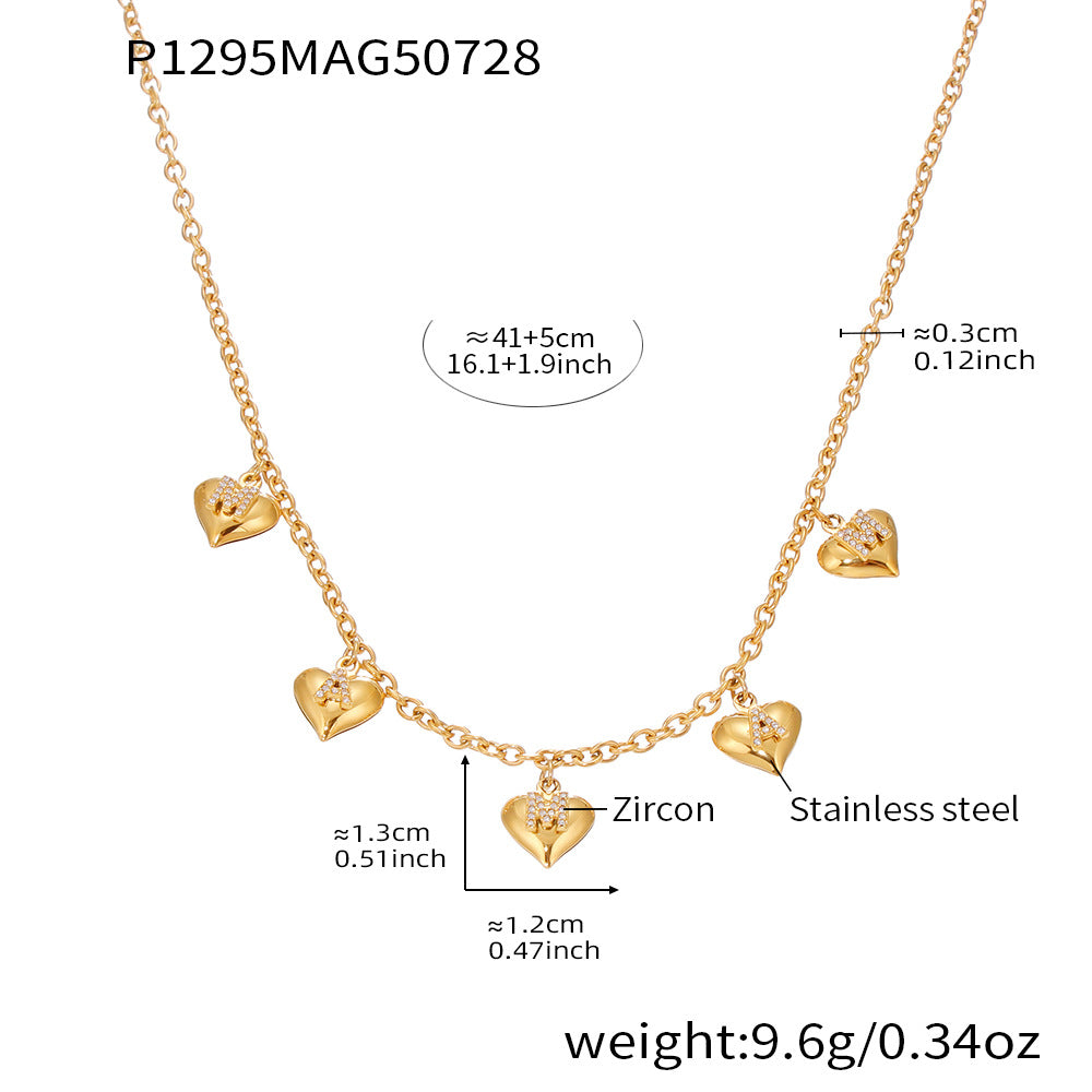 Mother's Day Trendy Stainless Steel Necklace with Real Gold PVD Hearts Link Chain Mama Gift for Mom for Parties