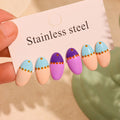 Trendy Stainless Steel Women's Nail Polish Style Stud Earrings Real Gold PVD Plated Bezel Setting for Party Religious Ceremonies