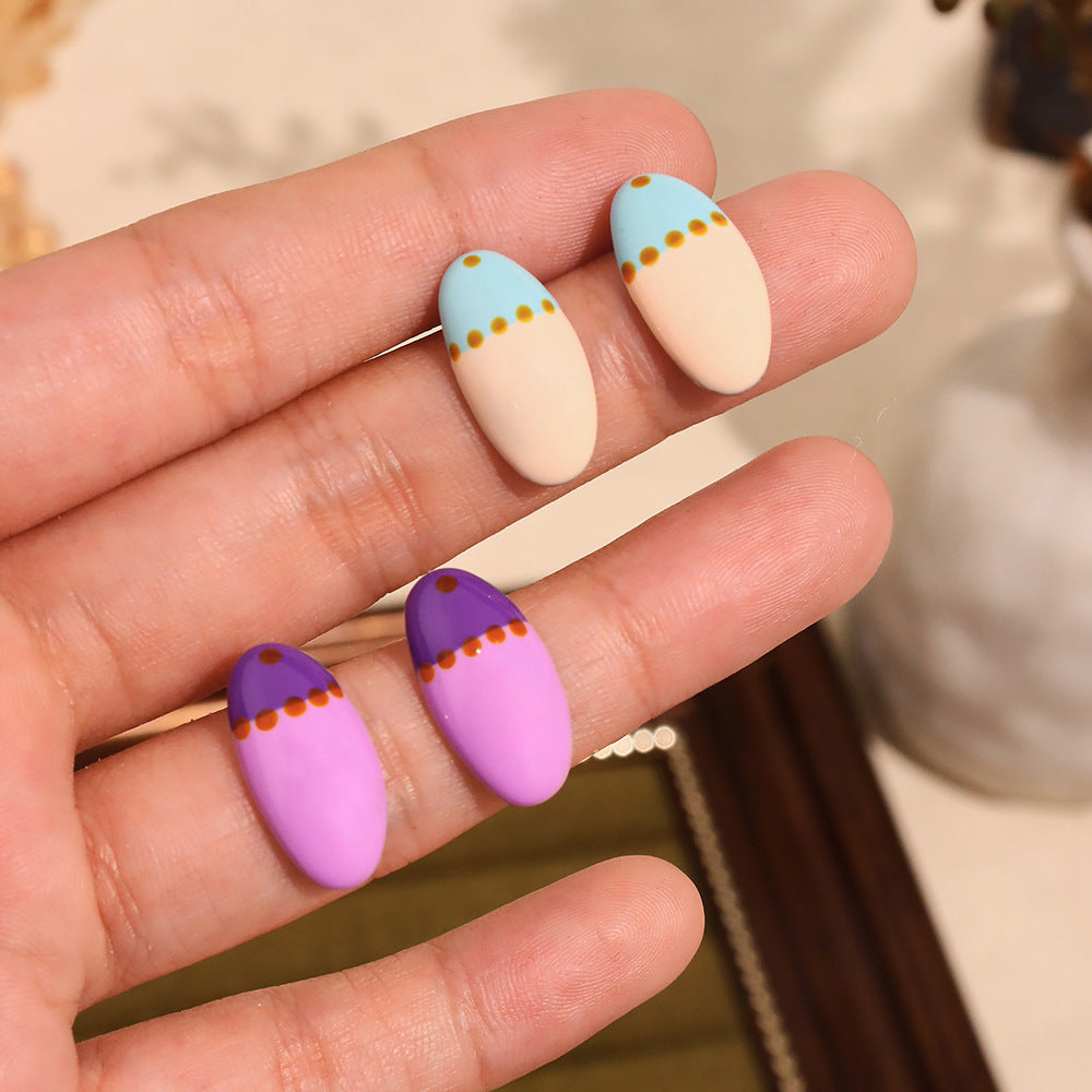 Trendy Stainless Steel Women's Nail Polish Style Stud Earrings Real Gold PVD Plated Bezel Setting for Party Religious Ceremonies