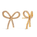 Customizable Real Gold Plated Stainless Steel Zircon Bow Stud Earrings Trendy Cute Fashion Accessory for Girls Perfect Gift